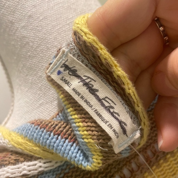 New Free People Lake Tahoe Crochet Sleeve Pullover size S - Picture 8 of 9